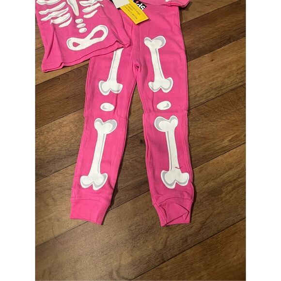 Komar Kids Pink Skeleton Glow In The Dark 2pc Jammy Set Girls 2T NEW - Picture 2 of 9